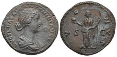 Roman Empire Lucilla, wife of Lucius Verus. As (Bronze, 27.20 mm, 11.45 g) Roma, struck under Marcus Aurelius and Lucius Verus, circa 164-167. LVCILLAE AVG ANTONINI AVG F Draped bust of Lucilla to rig