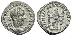 Roman Empire Macrinus, 217-218. Denarius (Silver, 20.70 mm, 3.05 g). Roma, 217. IMP C M OPEL SEV MACRINVS AVG Laureate and cuirassed bust of Macrinus to right. Rev. PONTIF MAX TR P COS P P Fides stand