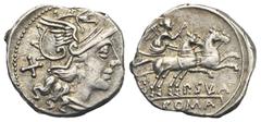 Roman Republican P. Cornelius Sulla, 151 BC. Denar (Silver, 91,64 mm, 3.35 g), Roma. Helmeted head of Roma r.ight; behind, X. Rev. Victory in biga right, holding whip in right hand and reins in left h