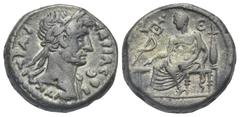 Staffieri Collection of Roman Alexandria Egypt. Alexandria. Hadrian, 117-138. Tetradrachm (Billon, 23.99 mm, 14.81 g) dated RY 5 (= 120-121) ΑΥΤ ΚΑΙ ΤΡΑΙ ΑΔΡΙΑ ϹЄΒ Laureate bust of Hadrian right, slig