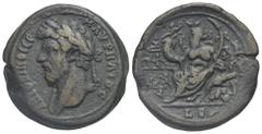 Staffieri Collection of Roman Alexandria Egypt. Alexandria. Marcus Aurelius, 161-180. Drachm (Bronze, 34.20 mm, 30.93 g) dated RY 5 (= 164-165) Laureate bust of Marcus Aurelius left. Rev. Personified 