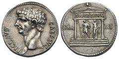 Roman Provinces Lydia. Ephesus. Claudius, 41-54. Cistophorus (Silver 25.70 mm, 11.28 g). Circa AD 41-42. TI CLAVD - CAES AVG Bare head of Claudius left. Rev. Distyle temple inscribed ROM ET AVG on ent
