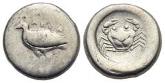 Greek SICILY. Akragas. Circa 488/85-480/78 BC. Didrachm (Silver, 19.24 mm, 8.56 g). AKPA Eagle standing to left with closed wings. Rev. Crab with open claws; within a circular incuse. Westermark, Coin