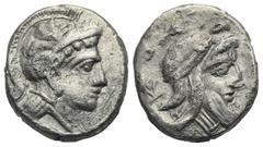 Greek DYNASTS OF LYCIA. Ddenewele, circa 420/10-400 BC. Stater (Silver, 21.81 mm, 10.28 g). Bearded head right, wearing kyrbasia; monogram before. Rev. Head of Athena right, wearing crested Attic helm