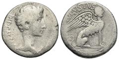 Roman Empire Octavian as Augustus, 27 BC-14 AD. Cistophoric Tetradrachm (Silver, 25.23 mm, 11.14 g). Pergamum, circa 27-26 BC. IMP. CAESAR Bare head of Augustus to right. Rev. AVGVSTVS Sphinx seated r