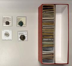 Group Lots - Ancient ANCIENT: ROMAN EMPIRE: LOT of 106 coins, about a dozen silver, comprising many different rulers from Vespasian, Hadrian to Valentinian, Theodosius II, about a third from Maximinus