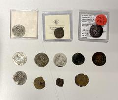 Group Lots - Islamic ISLAMIC: ARAB-SASANIAN & TABARISTAN: LOT of 6 silver & 6 copper coins, Arab-Sasanian copper (6), unidentified, mostly Fine condition; and Tabaristan silver (6), including Khurshid