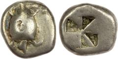 Ancient - Greek AEGINA: AR stater (12.03g), ca. 525-480 BC, HGC-6/429, Meadows Aegina Group IIb, sea turtle // incuse square with mill-sail pattern, banker's mark on shell, Fine.
