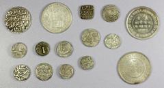 Group Lots - India INDIA: Assorted, LOT of 15 silver & billon coins, including Delhi Sultanate: Muhammad II (tanka, Dar al-Islam AH706); Mubarakshah I (2 billon types); Muhammad III (billon 6 gani, Go