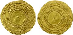 Islamic - Egypt & Syria FATIMID: al-Mu'izz, 953-975, AV ¼ dinar (1.02g), NM, ND, A-698, actually struck from full dinar dies, with the outermost text, including mint & date, completely off flan, VF, R