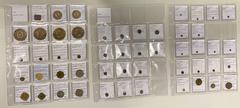 Group Lots - India INDIA: LOT of 51 pieces of various sorts, including: Chhipa & Co. Bharuch set of 1, 2, 5, 10, 50, and 100 unit tokens; 1943 Keshavlal token of Cambay; two I.P. & T. test tokens of t