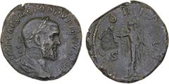 Ancient - Roman & Byzantine ROMAN EMPIRE: Pupienus, April-July 238 AD, AE sestertius (16.07g), Rome, RIC-23A, laureate and draped bust right, IMP CAES M CLOD PVPIENVS AVG // Victory standing facing wi