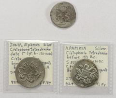 Ancient - Greek ANCIENT GREECE: LOT of 3 AR cistophoric tetradrachms, including one each of Tralles (VF+), Apameia (F-VF), and Ephesos (VF); retail value $300, lot of 3 pieces.
