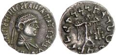 INDO-GREEK: Apollodotus II, ca. 80-65 BC, AR drachm (2.44g), Bop-2D, diademed bust of king / Athena Alkidemos holding shield and brandishing thunderbolt, lovely strike, EF.