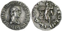 INDO-GREEK: Apollodotes II, ca. 80-65 BC, AR drachm (2.45g), Bop-21, diademed bust right / Athena Alkidemos, EF.