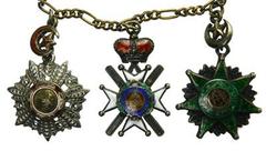 TURKEY:SET of orders including; 1) Order of the Medjidie, star-shaped design with Sultan Abdul Mejid's royal tughra surrounded by an inscription on a gold-bordered circle of red enamel; all on a star 