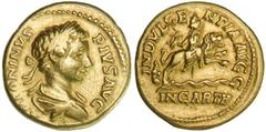 ROMAN EMPIRE: Caracalla, 198-217 AD, AV aureus (6.69g), S-6702, ANTONINVS PIVS AVG, diademed beardless bust of the Emperor / INDVLGENTIA AVGG, IN CARTH, the goddess Dea Caelestis, riding right on lion