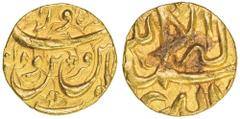 SAFAVID: 'Abbas I, 1588-1629, AV heavy ashrafi (3.85g), Qazwin, AH1018, A-2629, type D, superb strike, probably unique, lovely About Unc, RRRR. This is the latest date known for gold coinage of 'Abbas