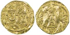 ARAB-BYZANTINE: "Heraclius & Constantine", AV solidus (4.24g), ca. 652 to the 660s, imitation based on the type II issues of Heraclius, struck 613-629, but likely struck at some time between about 652