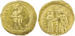 BYZANTINE EMPIRE: Theodora, 1055-1056, AV histamenon nomisma (4.41g), Constantinople mint, S-1837, Christ facing, nimbate, standing on footstool // Theodora (at left) and nimbate Virgin (at right), ho