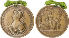 World Coins - Europe PFALZ: AE medal, 1717, Stemper-271, 72mm bronze medal by N. and J. C. Roettiers on the subject of Elisabeth Charlotte "Liselotte of the Palatinate", ELIZ. CAR. PALATINA RHENI DVCI