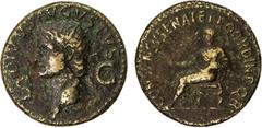 Ancients ROMAN EMPIRE: Augustus, 27 BC-14 AD, AE dupondius (15.32g), Rome mint, RIC-56 (Gaius), BMC-88 (Caligula); BN-137 (Caligula), struck AD 37-41 under Gaius (Caligula), Rome, DIVVS AVGVSTVS / S C