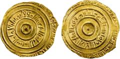 Islamic - Egypt & Syria FATIMID: al-'Aziz, 975-996, AV dinar (4.23g), [Sabta] (Ceuta), AH384, A-703, Nicol-, unusual arrangement of the legends on both sides, as Nicol type A1a, recorded only for the 