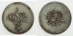 Ottoman Empire EGYPT: Abdul Mejid, 1839-1861, AR 20 para, AH1255 year 6, KM-227, lightly toned around calligraphy, Choice VF, ex Hans Wilski Collection.