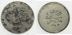Ottoman Empire EGYPT: Abdul Mejid, 1839-1861, AR 20 para, AH1255 year 9, KM-227, mottled obverse tone, EF, ex Hans Wilski Collection.