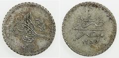 Ottoman Empire EGYPT: Abdul Mejid, 1839-1861, AR 20 para, AH1255 year 20, KM-227, great strike, light uneven tone, better date, EF-AU, ex Hans Wilski Collection.