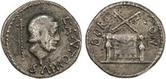 Ancient - Greek and Roman PADUAN & LATER IMITATIONS: ROMAN IMPERATORIAL: AR quinarius (2.31g), Crawford-, unpublished cast fantasy of Lucius Antonius, whose coinage always features his older brother M