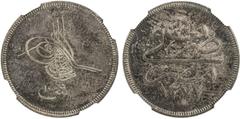 Islamic - Anatolia & Ottoman EGYPT: Abdul Aziz, 1861-1876, AR 10 qirsh, Misr, AH1277 year 4, KM-257, remarkably well-struck example with deep original toning over brilliant lustrous proof fields, NGC 