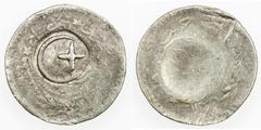 Ottoman Empire OTTOMAN - TURKEY: 5 para, ND, Wilski-Nic-01, countermark cross and arc (crescent?) in circular incuse, on reverse of uncertain nickel 5 para, EF on worn host, ex Hans Wilski Collection 