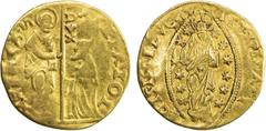 World Coins - Europe VENICE: Anonymous, AV ducat (3.03g), gold Venetian imitation ducat, uncertain mint; St. Mark standing right presenting banner to kneeling Doge left // Christ standing facing, hold