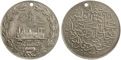 Islamic - Ottoman Empire TURKEY: Abdul Hamid II, 1876-1909, cupro-nickel medal, AH1318, Moyaux-568A, 30mm, opening of the Hejaz Railway 1900 (Hamidiye-Hijaz Demiryolu), toughra of Sultan Abdul Hamid I