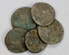 Group Lots - Ancient ELYMAIS: Kamnaskires V, ca. 54/3-33/2 BC, LOT of 5 BI tetradrachms, made with highly debased silver and stylistically degraded reverses, likely later issues of Kamnakires (Van't H