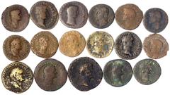 Lots antiker Münzen Römer Kaiserzeit Lots antiker Münzen - Römer - Kaiserzeit17 Bronzemünzen des 1. Jh. n. Chr. Augustus, Germanicus, Claudius, Galba Sesterz, Vespasian Sesterz (Iudaea Capta), Titus A