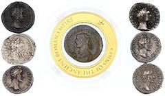 Lots antiker Münzen Römer Kaiserzeit 7 Münzen: Denare von Domitian, Antoninus Pius (3 X), Sept. Severus (2 X), Antoninian des Probus. schön bis sehr schön