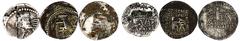 Altgriechische Münzen Parthia Königreich der Arsakiden Vologases I., 51-78 3 X Drachme, Ekbatana. zweimal sehr schön, einmal schön/sehr schön, Schrötlingsfehler. Sellwood 71.1.
