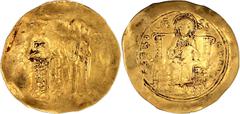 Byzantinische Goldmünzen Kaiserreich Johannes II. Comnenus 1118-1143 Hyperpyron 1118/1143. Kaiser steht neben Maria/Christus thront v.v. 4,26 g. sehr schön Exemplar Naumann Auktion 125, Nr. 607. Sear 