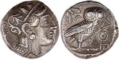 Altgriechische Münzen Attika Athen Tetradrachme 353/294 v. Chr. Kopf der Athena r./Eule. 16,89 g. Unbekannte östliche Münzstätte. sehr schön/vorzüglich Vgl. Davissons Auktion 42, Nr. 74. SNG Copenhage