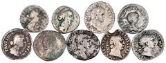 Lots antiker Münzen Römer Kaiserzeit 9 Denare: Vespasian, Trajan (3 X), Faustina I., Faustina II. (2 X), Geta, Julia Mamaea. gering erhalten bis fast sehr schön