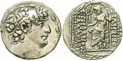 Tetradrachme 93/83 v. Chr. Diad. Büste r./Zeus Nikephoros thront l. BMC 6. sehr schön, Randfehler