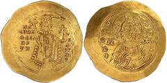 Byzantinische Goldmünzen Kaiserreich Manuel I. Comnenus, 1143-1180 Hyperpyron 1164/1167, Constantinopel. Manuel steht mit Chlamys v.v. hält Labarum und Kreuzglobus/ Christusbrb. v.v. 4,40 g. vorzüglic