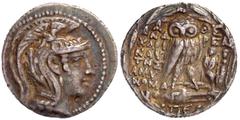 Altgriechische Münzen Attika Athen Tetradrachme "neuen" Stils 136/135 v. Chr. Magistraten Andreas, Charinautes und Amynom. 16,28 g. gutes sehr schön. HGC 1602. Thompson 804c-e.