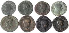 Lots antiker Münzen Römer Kaiserzeit 8 Bronzemünzen: Augustus Dupoldius posthum, Claudius As (Libertas), Antoninus Pius Sesterz (Italia), Maximus Caesar Sesterz, Philippus II. Sesterz, Gordian III. Se