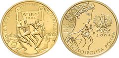 Ausländische Goldmünzen und -medaillen Polen Republik seit 1989. 200 Zloty 2004 Olympiade Athen. Läufer auf einer Amphore. 15,5 g. 900/1000. In Originalschatulle mit Zertifikat. Schön 516. Fischer 020