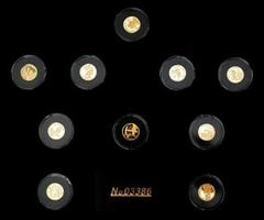 Ausländische Goldmünzen und -medaillen Bulgarien Volksrepublik seit 1946. Volksrepublik seit 1946. Komplettsammlung von 10 verschiedenen 5 Leva 2002 zur Olympiade 2004 in Athen, je 1/25 Unze Feingold.