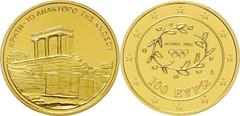Ausländische Goldmünzen und -medaillen Griechenland Republik 1973 bis heute. Republik 1973 bis heute. 100 Euro 2004 auf die Olympischen Sommerspiele in Athen. Palast von Knossos. 10 g. Feingold. KM 19