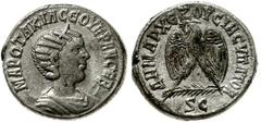 Provinzialrömische Münzen Syrien Antiochia Otacilia Severa Ehefrau des Philippus Arabs. Otacilia Severa Ehefrau des Philippus Arabs. Tetradrachme 244/249. Brb. r. auf Mondsichel/Adler über SC. BMC 541